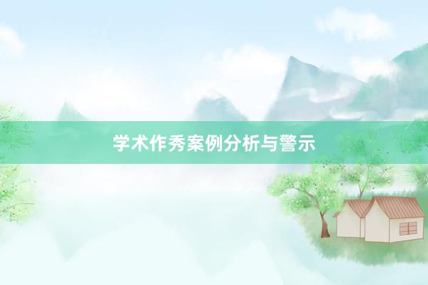 学术作秀案例分析与警示
